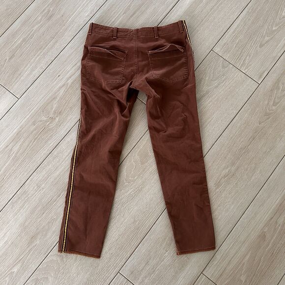Nili Lotan Jenna Low Rise Raw Hem Stretch Twill Cotton Crop Pants Brown Size 2 - Picture 5 of 7